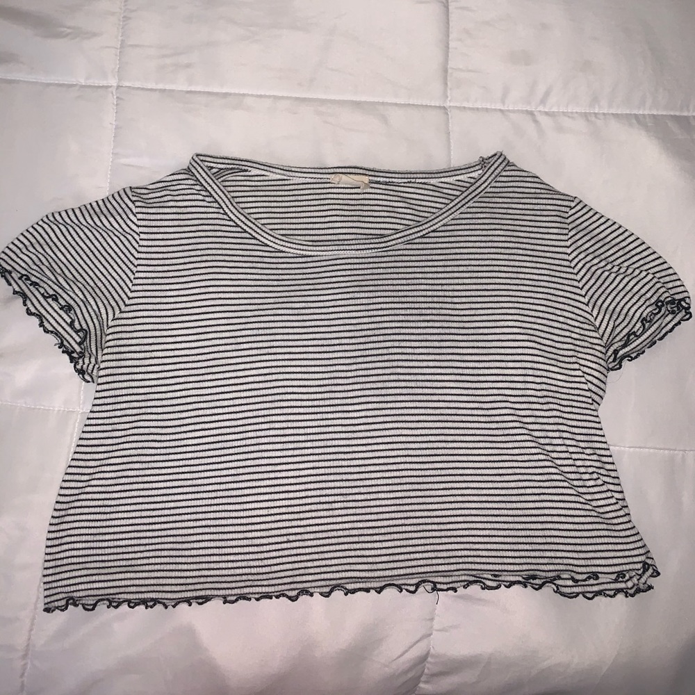 B&W Striped Crop Tee